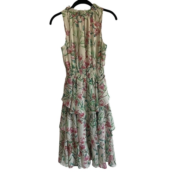 Eliza J Floral Sleeveless High Neck Ruffle Dress, Size 6 - Picture 6 of 9